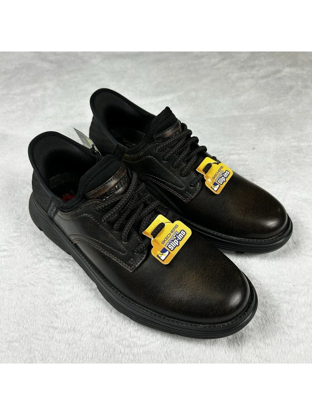 Skechers Mens Slip-Ins Dress Shoes Mens 7 Dark Brown Memory Foam Comfortable New
